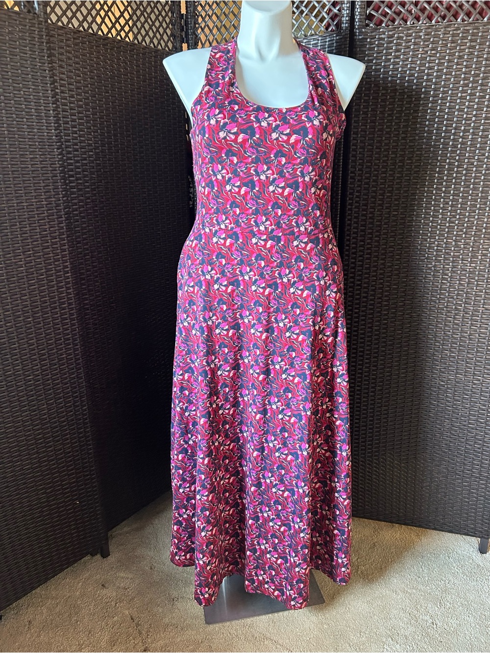 Pact Pink Floral Racerback Maxi Dress